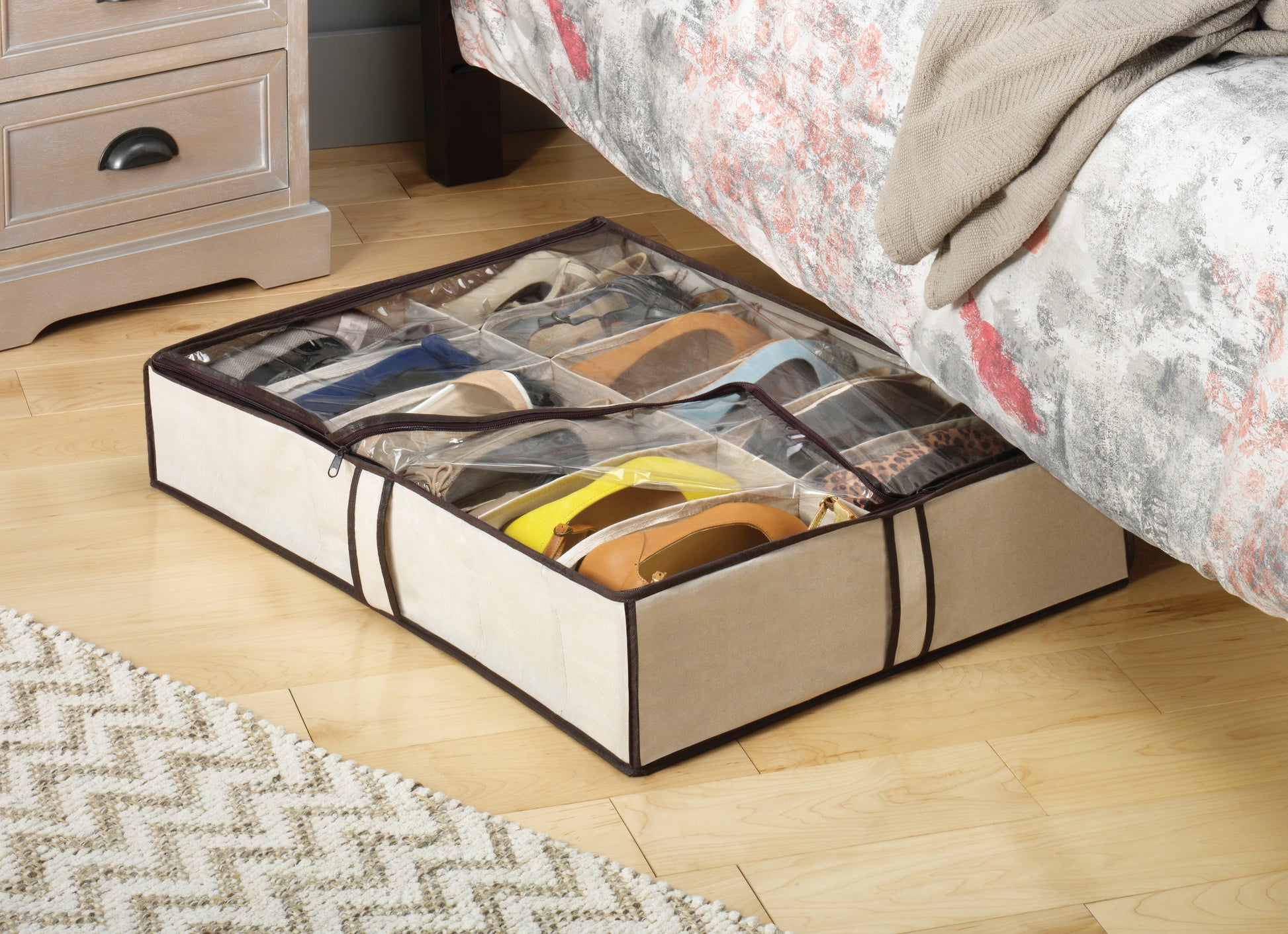 12-Grid Under-Bed Shoe Organizer with Transparent Cover - additional product view 3