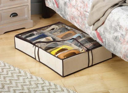 12-Grid Under-Bed Shoe Organizer with Transparent Cover - additional product view 3