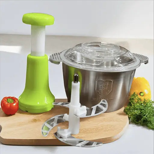 2L Manual Meat & Vegetable Push Chopper – Stainless Steel Bowl - additional product view 3