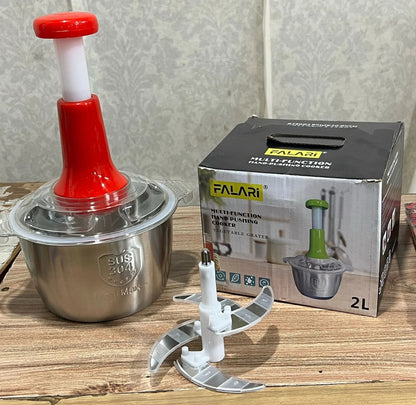 2L Manual Meat & Vegetable Push Chopper – Stainless Steel Bowl - additional product view 4