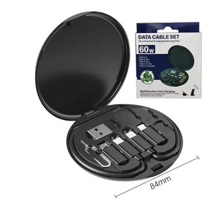 Portable multi cable kit with SIM ejector tool and phone stand