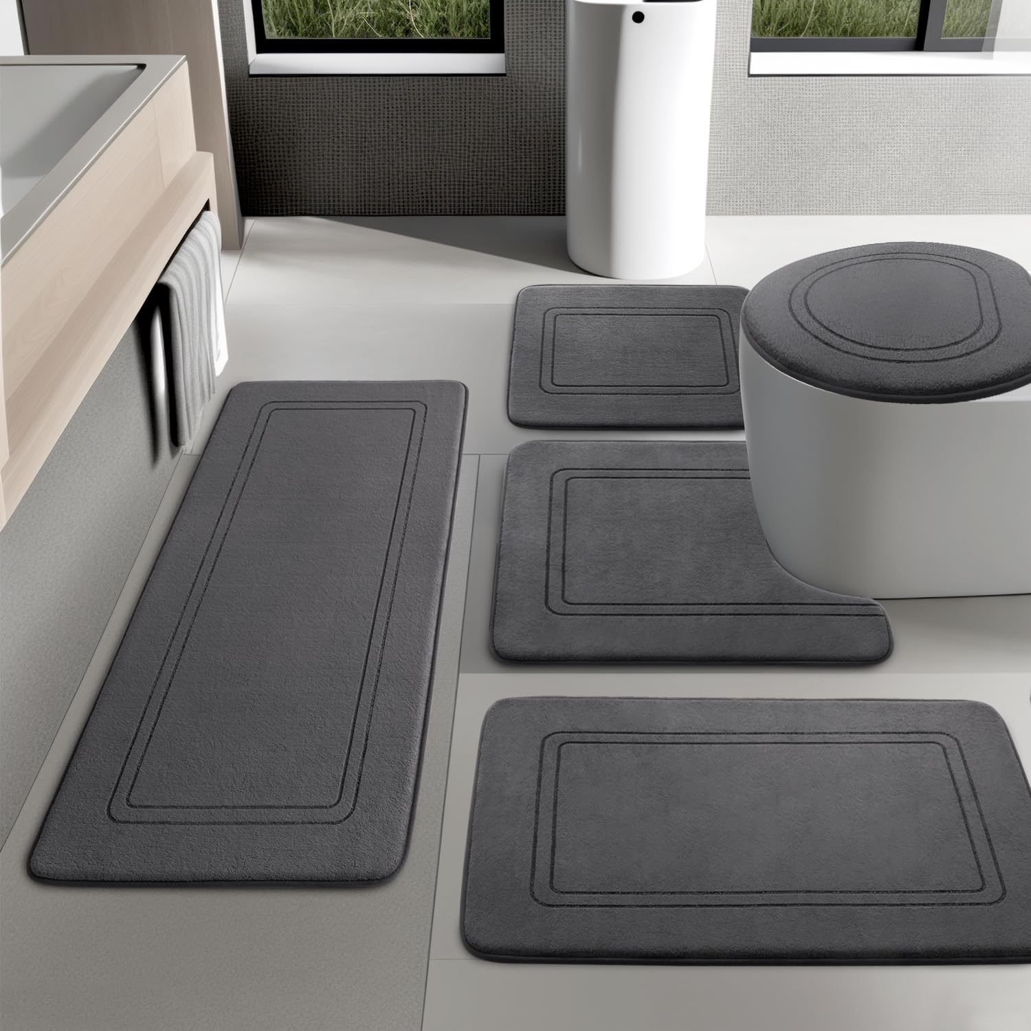 5-Piece Quick-Dry Non-Slip Bathroom Mat Set - additional product view 4