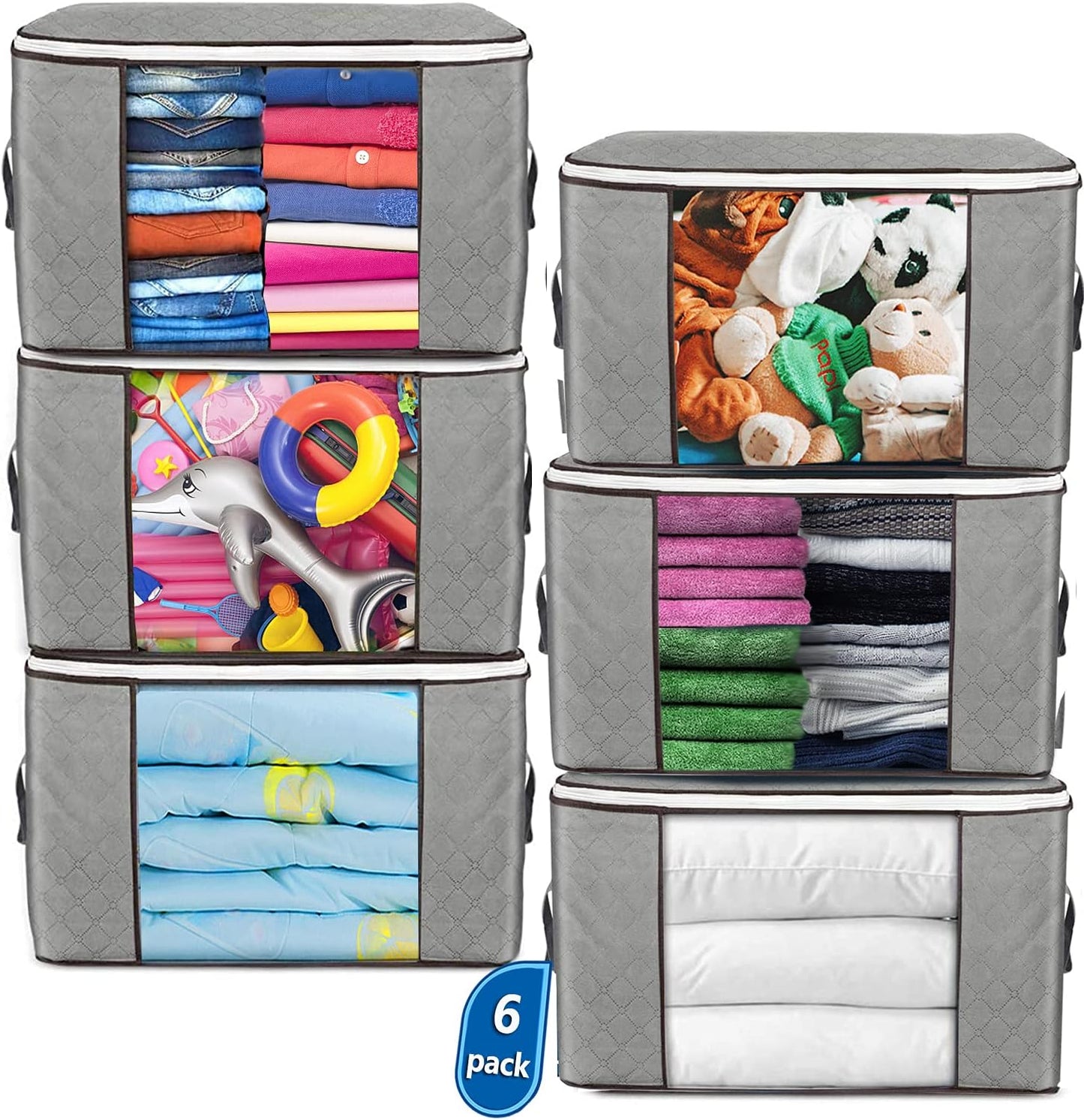 6-Pack Foldable Wardrobe Storage Bags – Dustproof Space Saver - additional product view 3