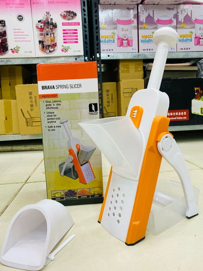 Orange and white vertical vegetable slicer