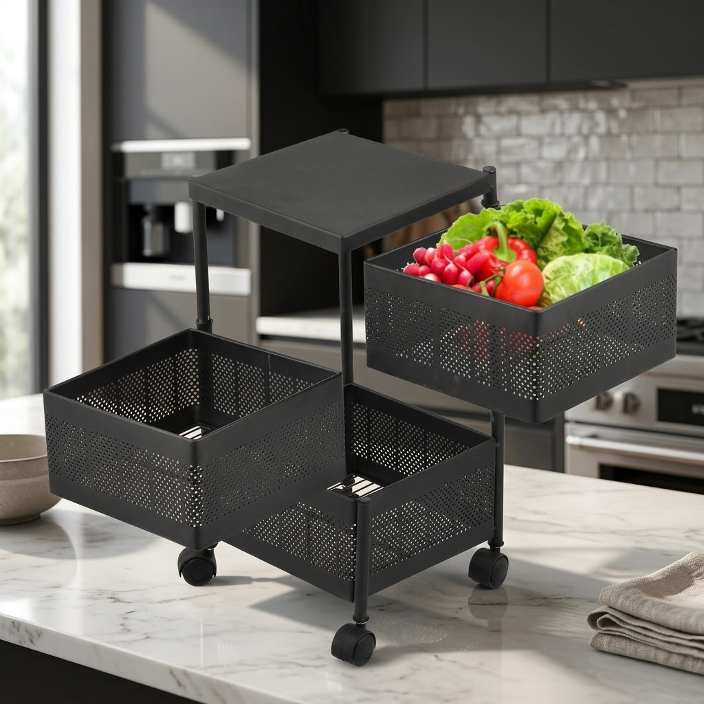 3-Tier Rotatable Iron Fruit & Vegetable Basket