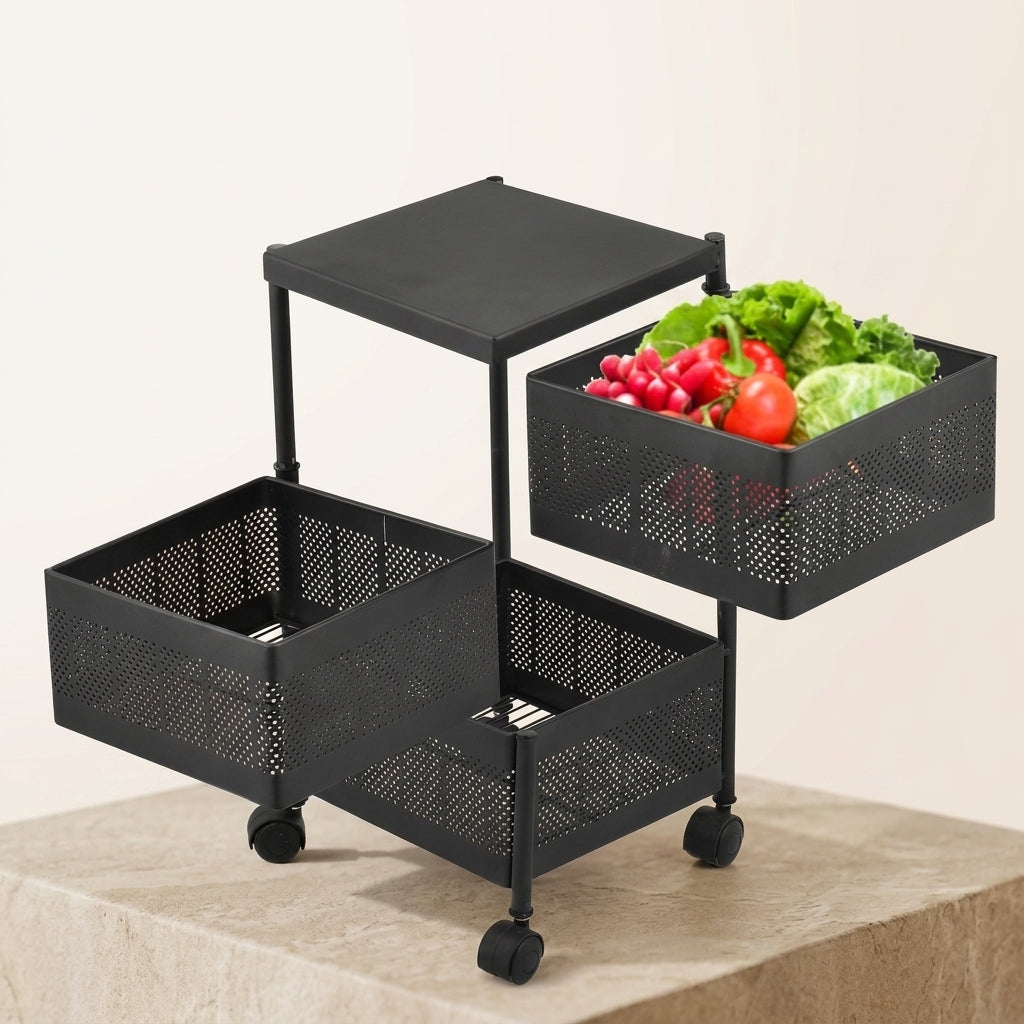 3-Tier Rotatable Iron Fruit & Vegetable Basket