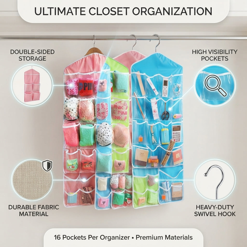 16-Pocket Hanging Laundry & Wardrobe Organizer