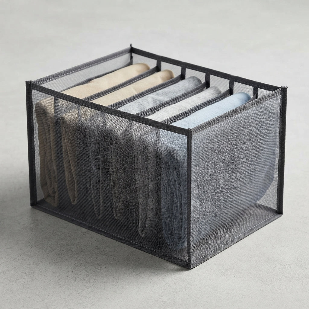 7-Compartment Foldable Clothes Storage Organizer – Black