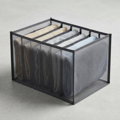 7-Compartment Foldable Clothes Storage Organizer – Black