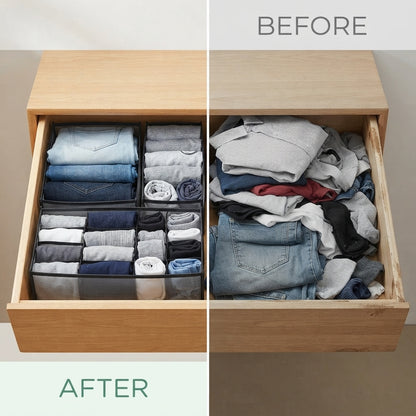 7-Compartment Foldable Clothes Storage Organizer – Black