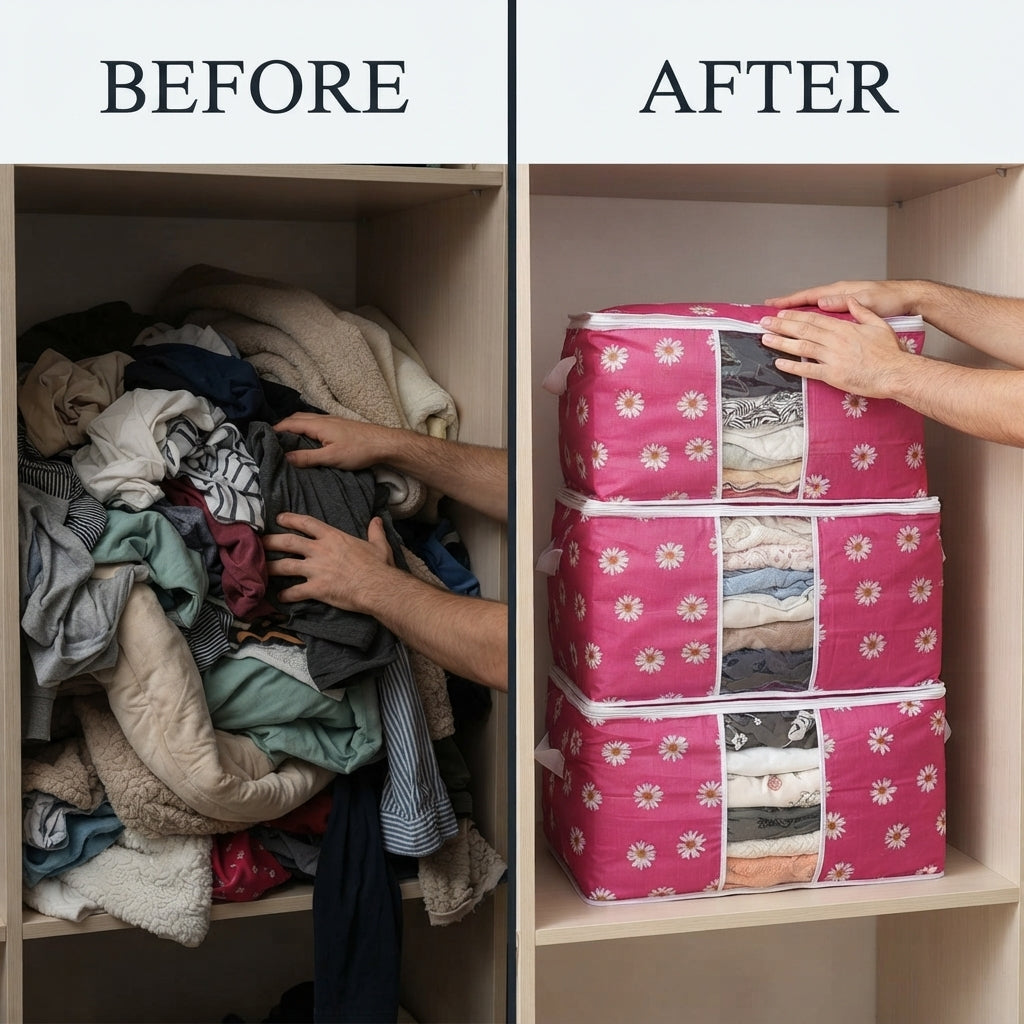 Premium Floral Clothes Storage Bags – 20kg Capacity