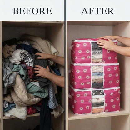 Premium Floral Clothes Storage Bags – 20kg Capacity