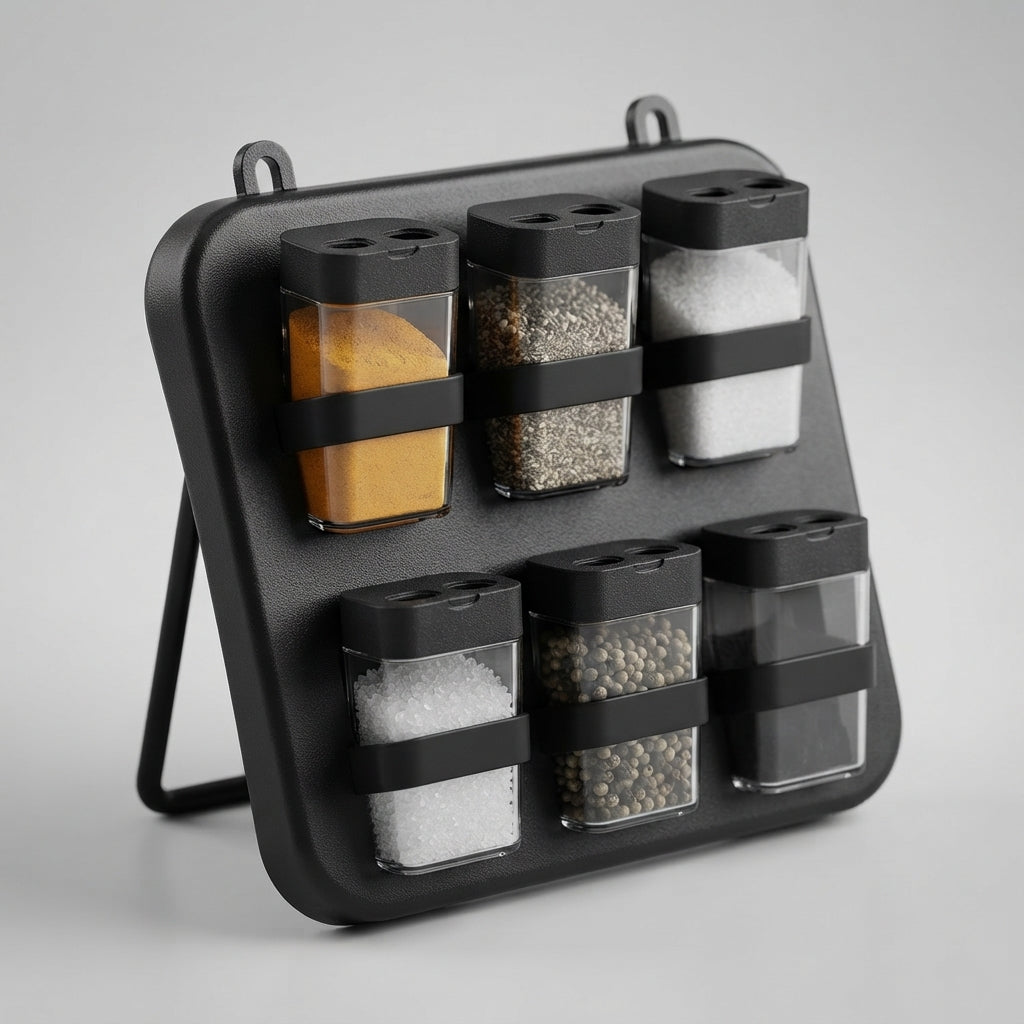 Mini Spice Rack with 6 BPA-Free Jars