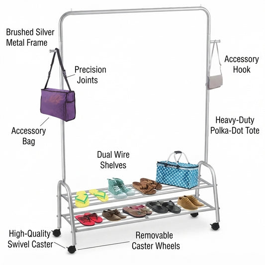 Multi-Level Clothes & Laundry Wardrobe Organizer – Black