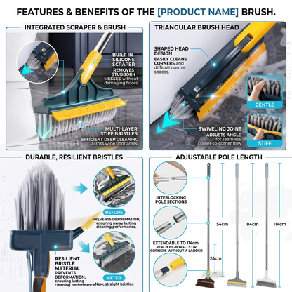 106cm 2-in-1 Floor Scrubber Brush with Wiper