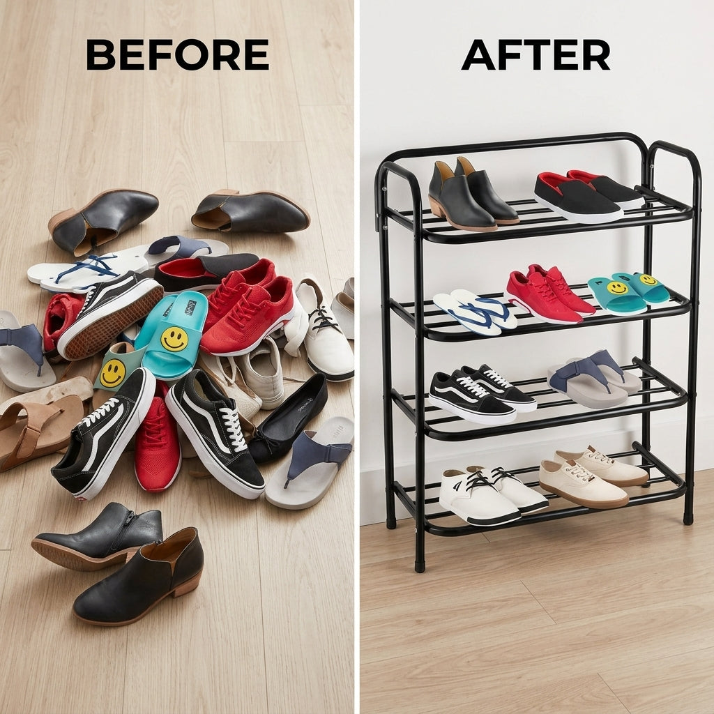4-Tier Metal Shoe Rack – Holds Up to 12 Pairs