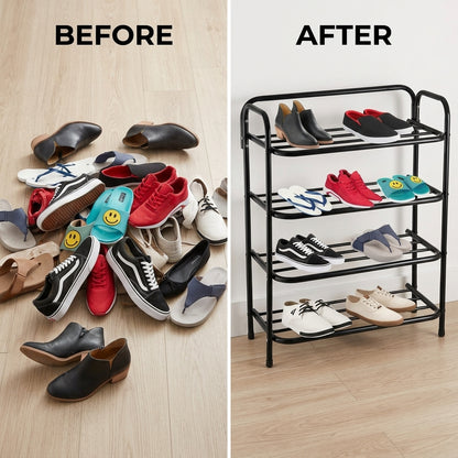 4-Tier Metal Shoe Rack – Holds Up to 12 Pairs