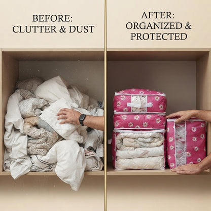 Premium Floral Clothes Storage Bags – 20kg Capacity