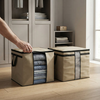 Durable Brown Non-Woven Clothes Storage Bags