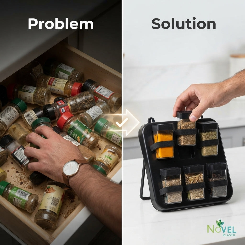 Mini Spice Rack with 6 BPA-Free Jars