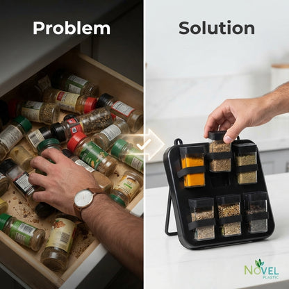 Mini Spice Rack with 6 BPA-Free Jars