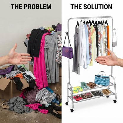Multi-Level Clothes & Laundry Wardrobe Organizer – Black