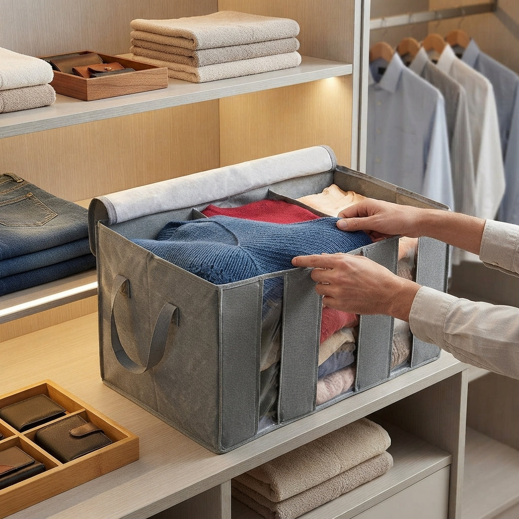 Grey Non-Woven Clothes Storage Bag for Home & Travel