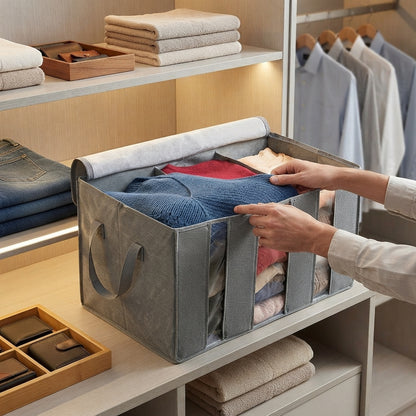 Grey Non-Woven Clothes Storage Bag for Home & Travel