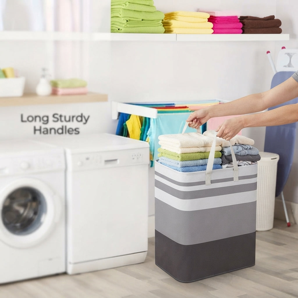 Foldable Laundry Basket 20×12 Inches – Multicolor