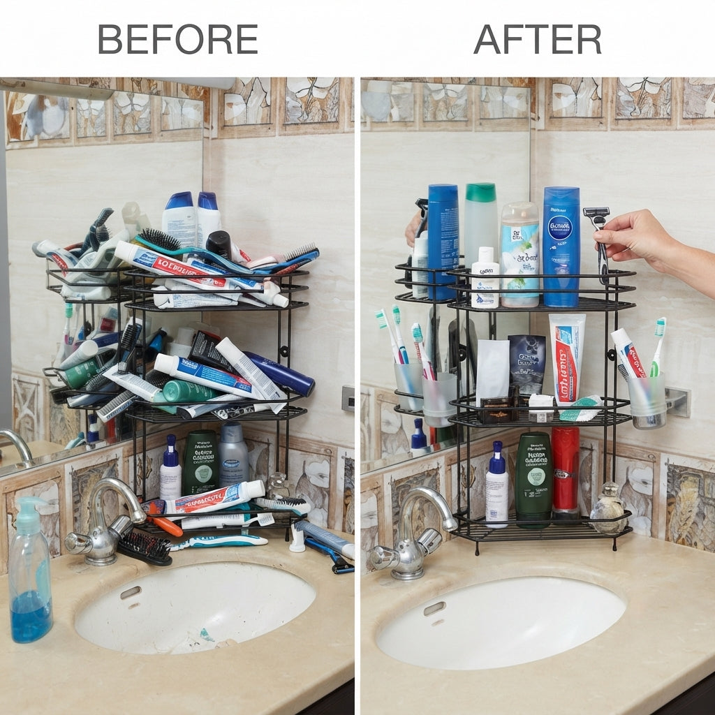 3-Tier Rust-Resistant Bathroom Corner Shelf
