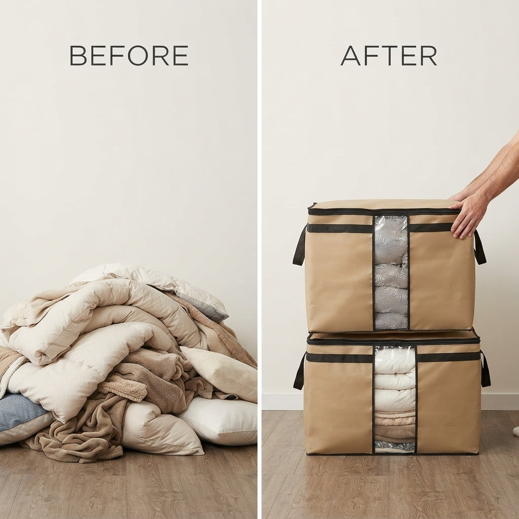 Durable Brown Non-Woven Clothes Storage Bags