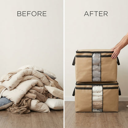 Durable Brown Non-Woven Clothes Storage Bags