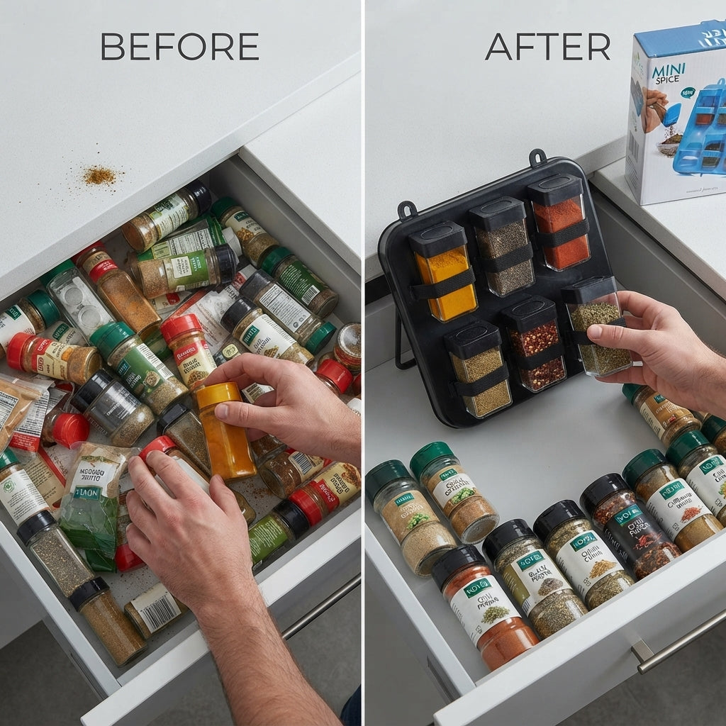 Mini Spice Rack with 6 BPA-Free Jars