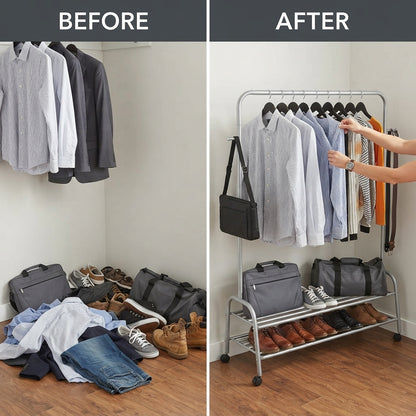 Multi-Level Clothes & Laundry Wardrobe Organizer – Black