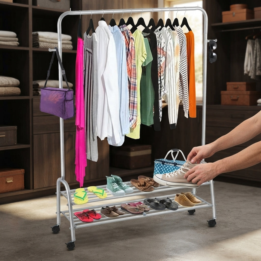 Multi-Level Clothes & Laundry Wardrobe Organizer – Black