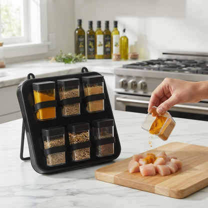 Mini Spice Rack with 6 BPA-Free Jars