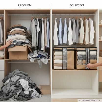 Durable Brown Non-Woven Clothes Storage Bags