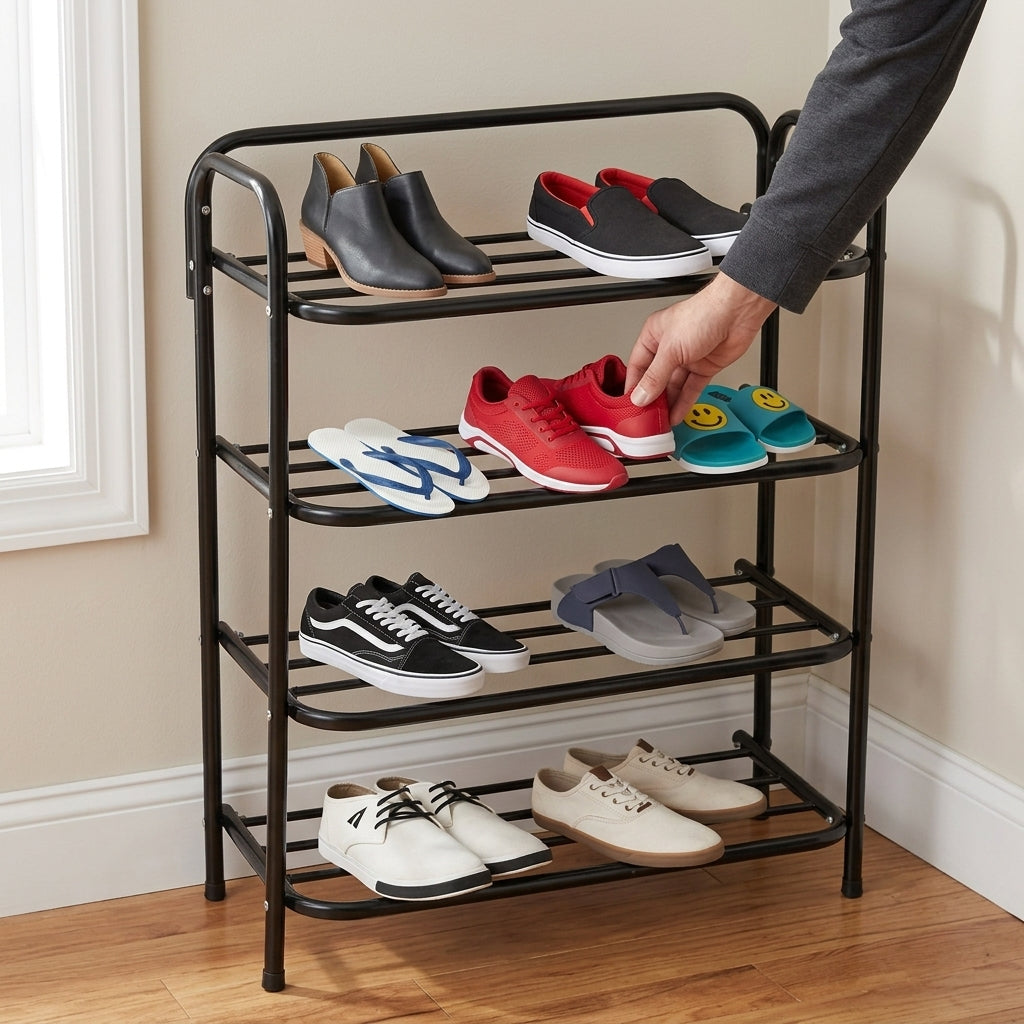 4-Tier Metal Shoe Rack – Holds Up to 12 Pairs