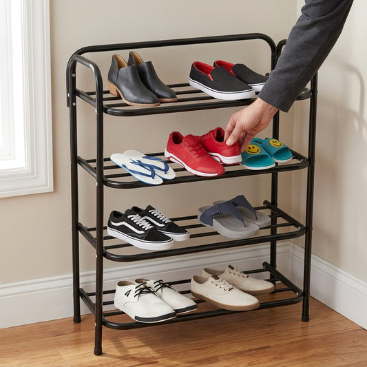 4-Tier Metal Shoe Rack – Holds Up to 12 Pairs