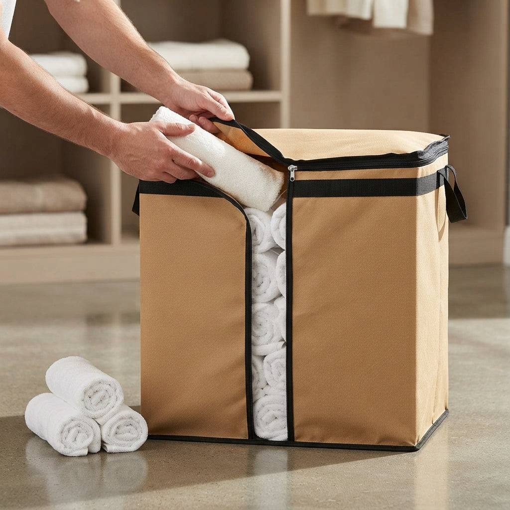 Durable Brown Non-Woven Clothes Storage Bags