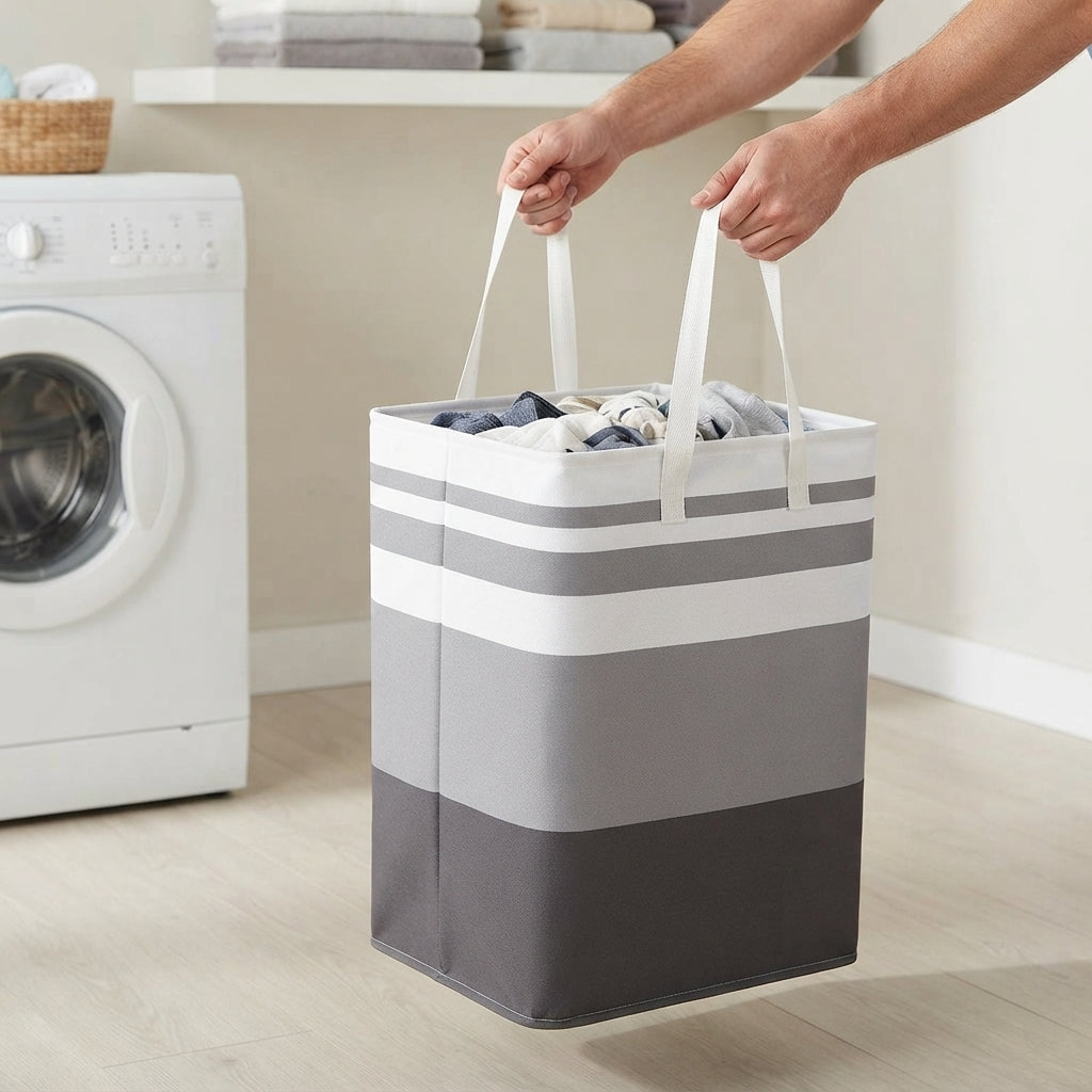 Foldable Laundry Basket 20×12 Inches – Multicolor