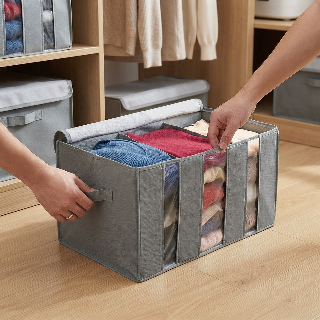 Grey Non-Woven Clothes Storage Bag for Home & Travel