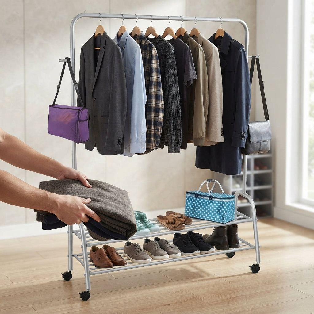 Multi-Level Clothes & Laundry Wardrobe Organizer – Black | SBZONE Pakistan