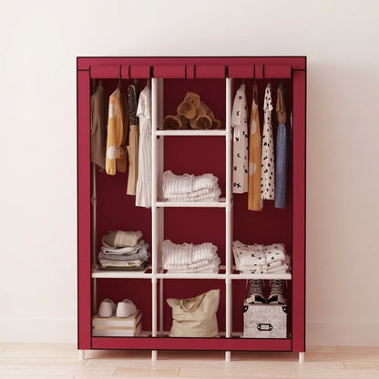 3-Door Clothes Storage Wardrobe Organizer – Red & Black