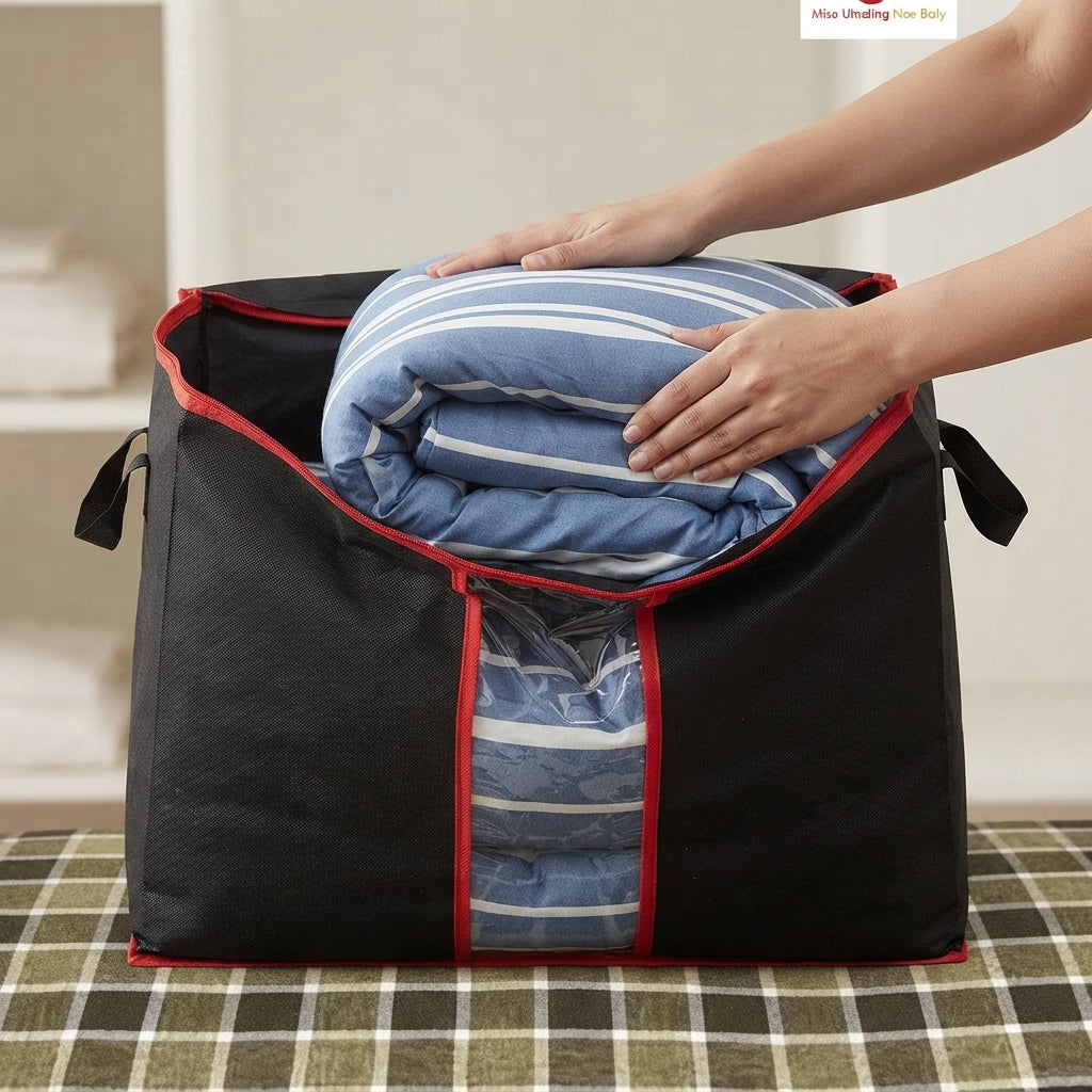 Large Clothes Storage Bags 19×19×11 Inches – Black & Red