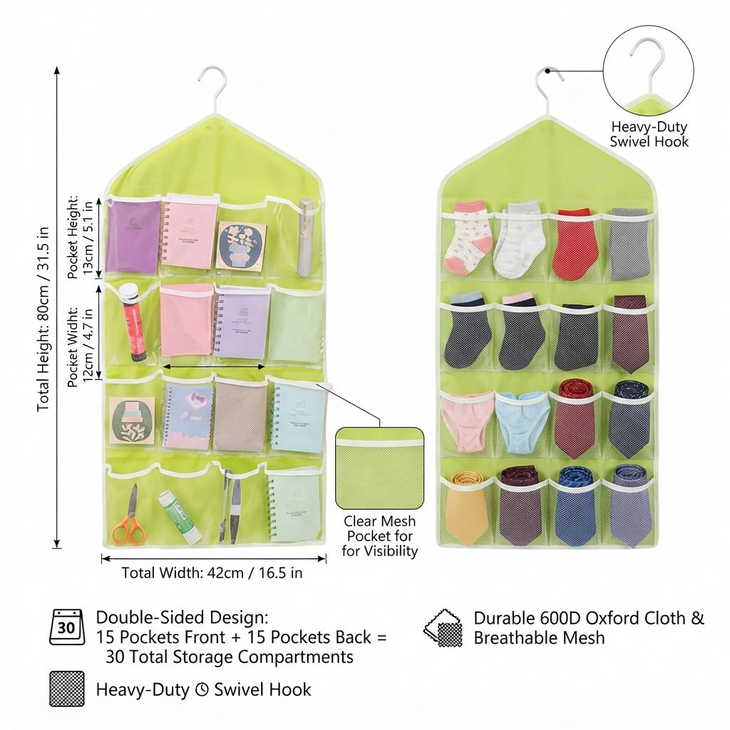 16-Pocket Hanging Laundry & Wardrobe Organizer