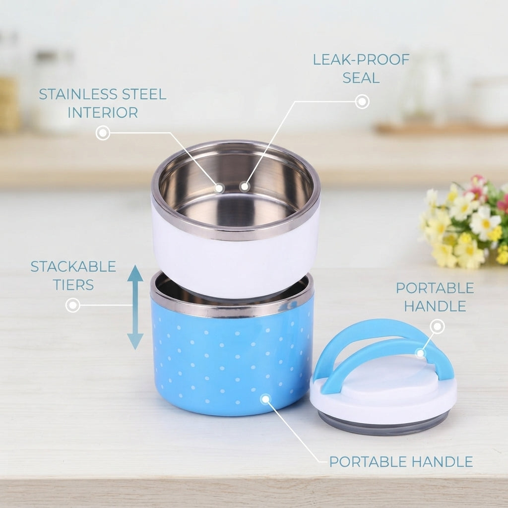 2-Layer Leak-Resistant Lunch Box – Blue