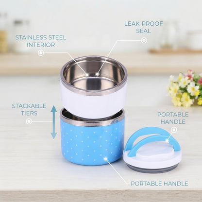 2-Layer Leak-Resistant Lunch Box – Blue