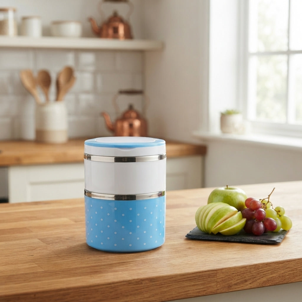2-Layer Leak-Resistant Lunch Box – Blue | SBZONE Pakistan