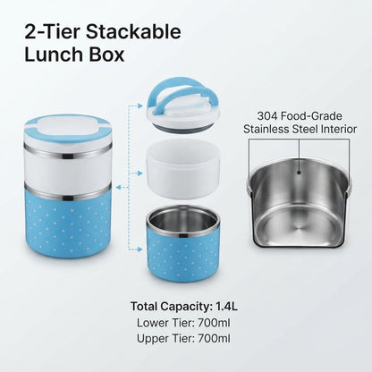 2-Layer Leak-Resistant Lunch Box – Blue